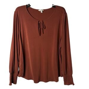 Lucky Brand Modal Peasant Top Womens XL Dusty Orange Super Soft Bishop Sleeve